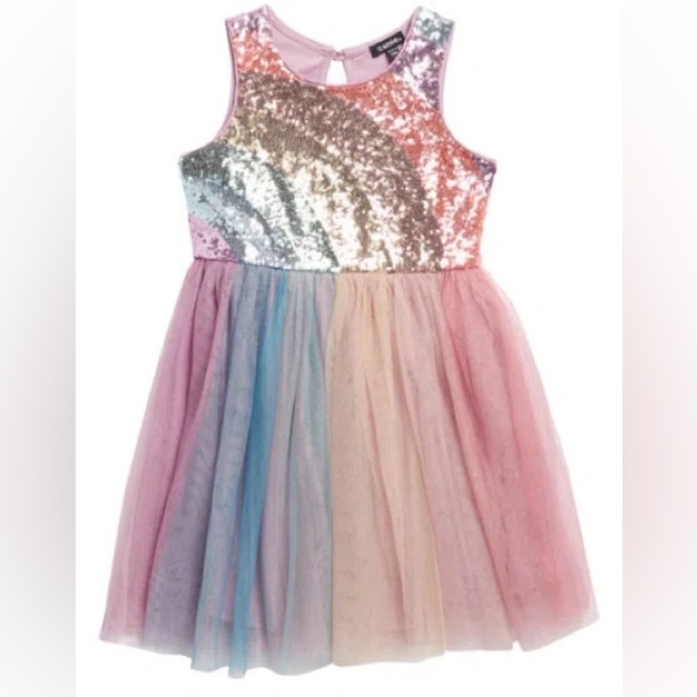 Zunie Rainbow Sequin & Tulle Dress - 5T (with defect on back)